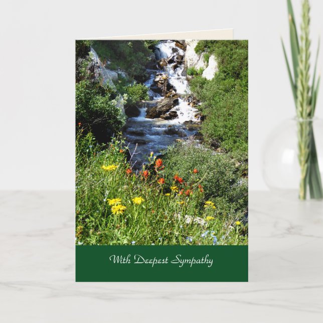 With Deepest Sympathy, Waterfall with Wildflowers  Card (Front)