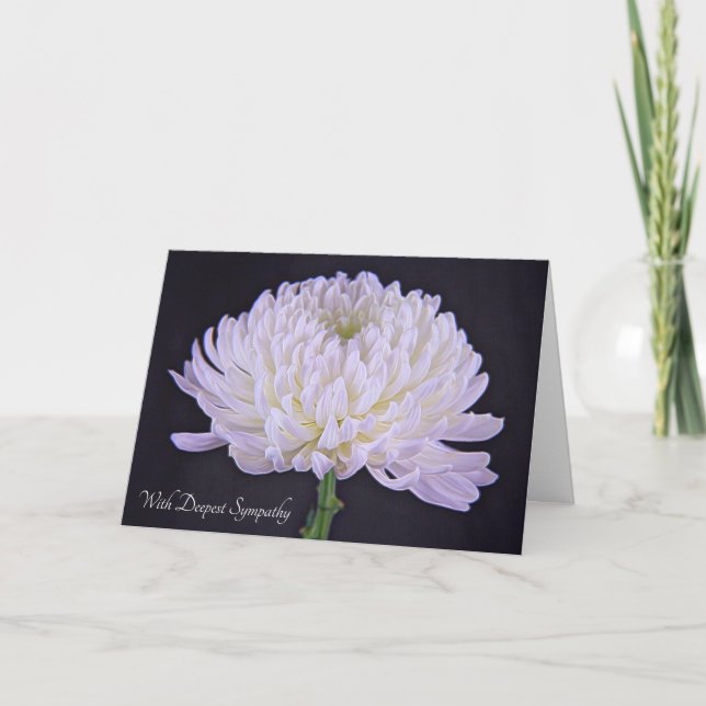 With Deepest Sympathy White Chrysanthemum Card (Front)