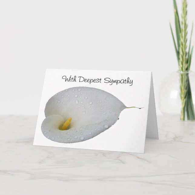 With deepest sympathy, white flower card (Front)