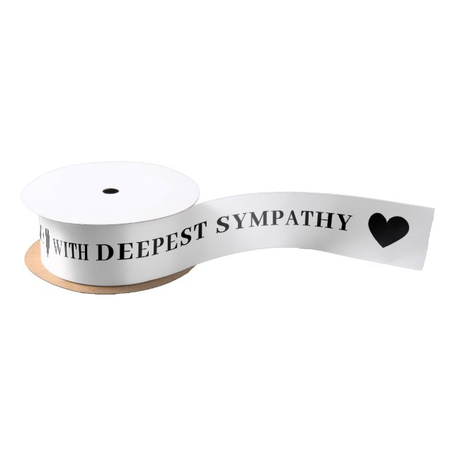 With Deepest Sympathy White Ribbon Satin Ribbon (Spool)