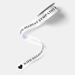 With Deepest Sympathy White Ribbon Satin Ribbon