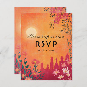 With dietary choice  Sunset Serenade Wedding RSVP Card