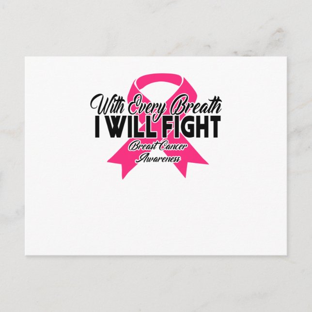 With Every Breath I Will Fight Breast Cancer Invitation Postcard (Front)
