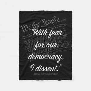 With Fear For Our Democracy I Dissent Sticker Fleece Blanket