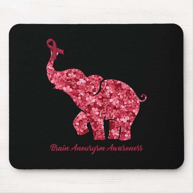 With Flower Brain Aneurysm Awareness Ribbon  Mouse Mat (Front)