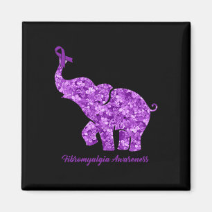 With Flower Fibromyalgia Awareness Ribbon Magnet