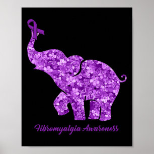 With Flower Fibromyalgia Awareness Ribbon  Poster