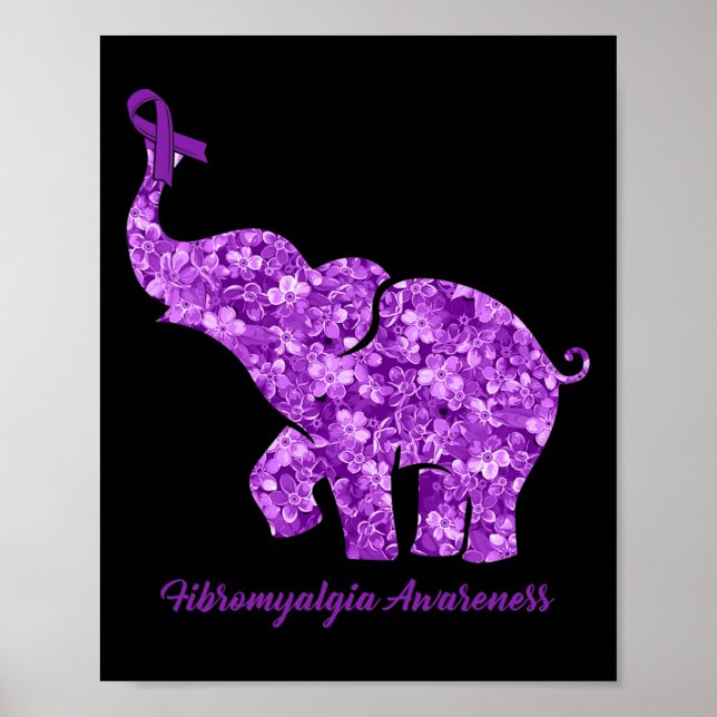 With Flower Fibromyalgia Awareness Ribbon  Poster (Front)