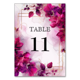 💍With Fuchsia Enchantment: Watercolor  Table Number