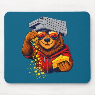 With Funny Bear Cheese Grater Hat Bear Mouse Mat