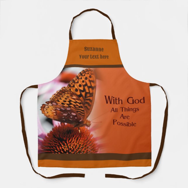With God All Possible Inspirational Personalised Apron (Front)