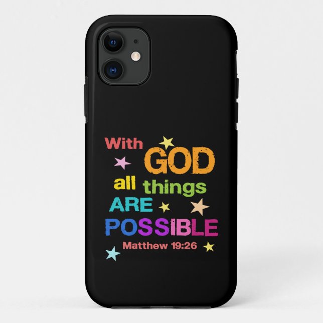 With God all things are Possible Bible Verse Case-Mate iPhone Case (Back)