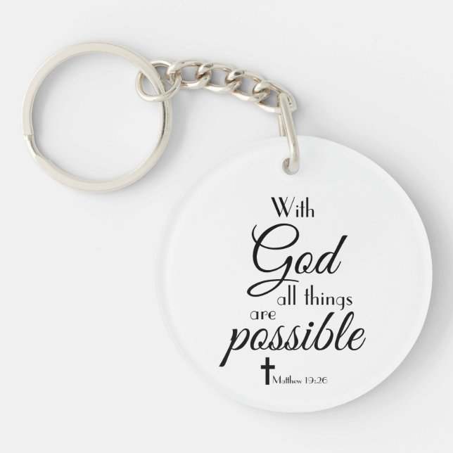 With God All Things Are Possible Bible Verse Key Ring (Front)