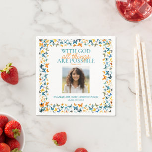 With God All Things are Possible Butterfly Grad Napkin