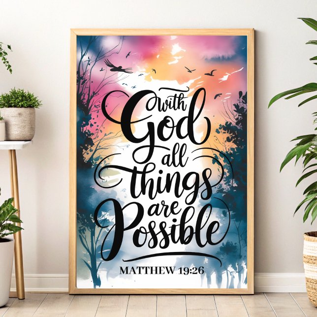 With God All Things Are Possible Christian Art Poster (Creator Uploaded)