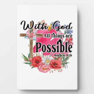 With God All Things Are Possible Christian Bible Plaque