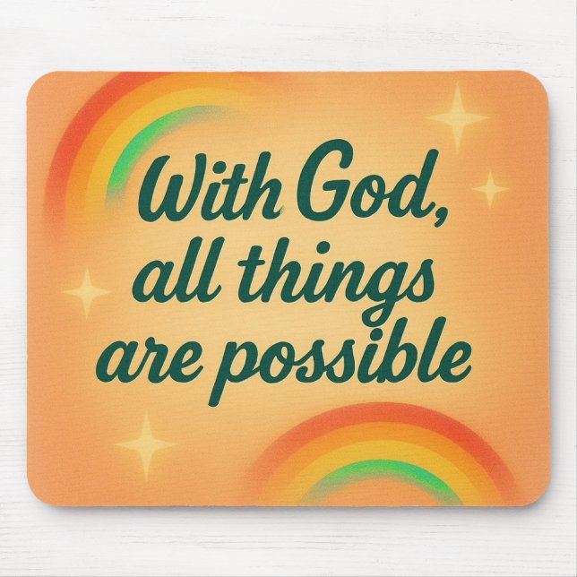 with God all things are possible Christian faith Mouse Mat (Front)