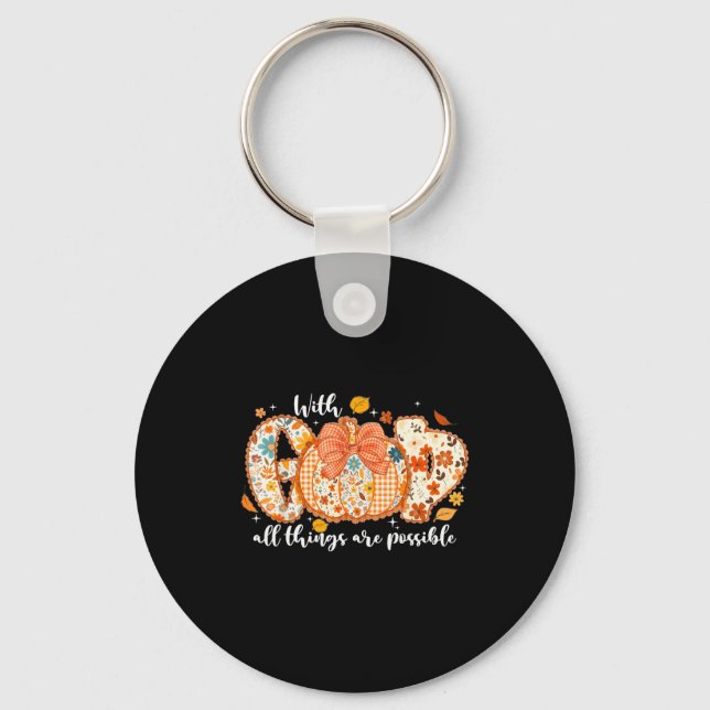 With God All Things Are Possible Christian Fall Au Key Ring (Front)