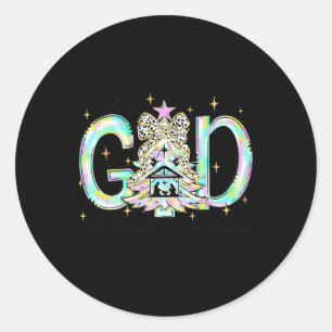 With God All Things Are Possible Christmas Nativit Classic Round Sticker