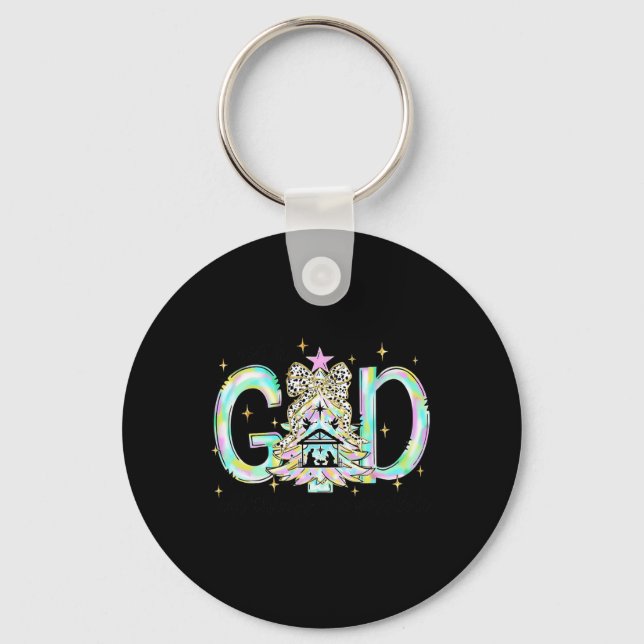 With God All Things Are Possible Christmas Nativit Key Ring (Front)