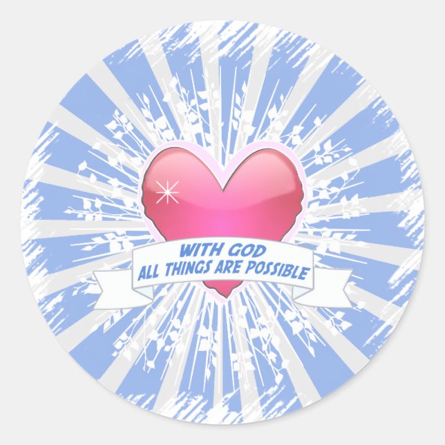 With God All Things are Possible Classic Round Sticker (Front)