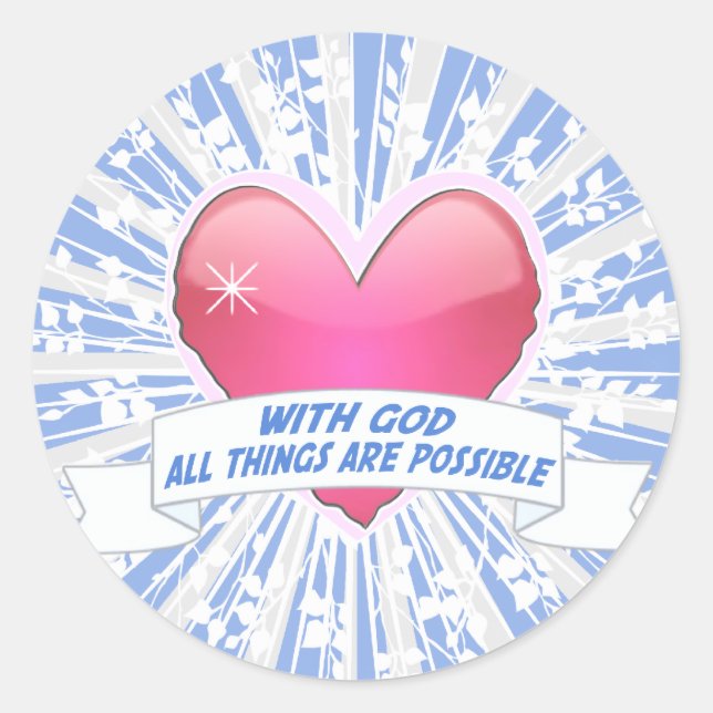 With God All Things are Possible Classic Round Sticker (Front)