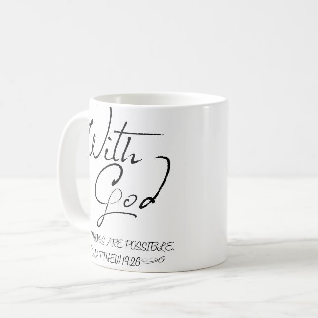 With God all things are possible coffee mug (Front Left)