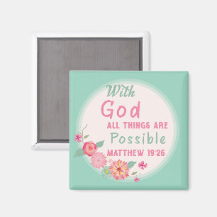 With God All Things Are Possible (Light Teal) Magnet