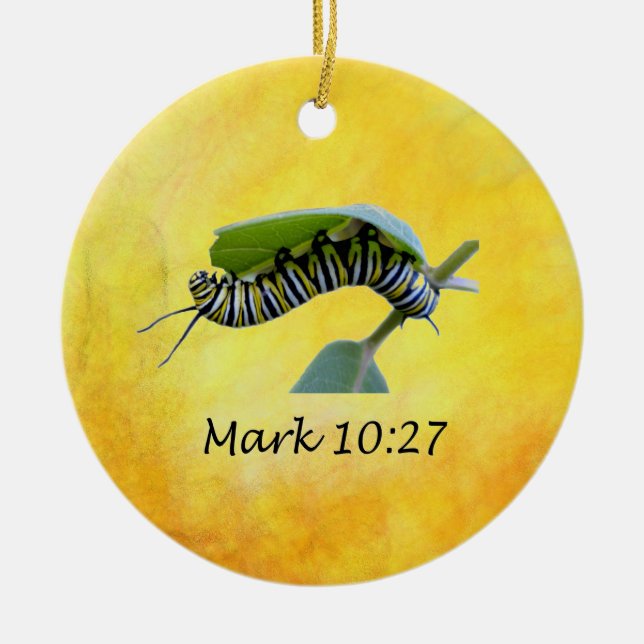 With God All Things Are Possible Monarch Butterfly Ceramic Tree Decoration (Front)