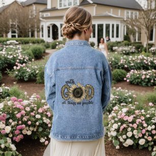 With GOD All things are Possible - Sunflower Denim Jacket