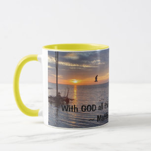 With GOD all things are possible sunset mug 