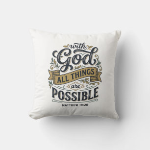 With God All Things Are Possible Vintage Christian Cushion