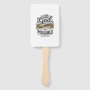 With God All Things Are Possible Vintage Christian Hand Fan