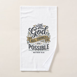With God All Things Are Possible Vintage Christian Hand Towel