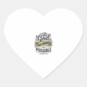 With God All Things Are Possible Vintage Christian Heart Sticker