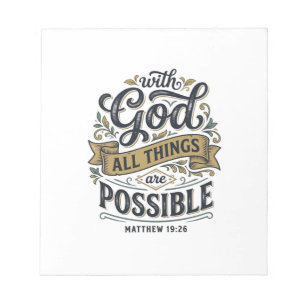 With God All Things Are Possible Vintage Christian Notepad