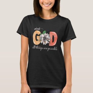 With God All Things Are Possible Womens Cute Retro T-Shirt