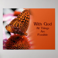 With God All Things Butterfly Inspirational Quote