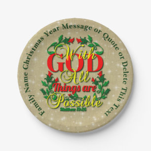 With God All Things Possible Bible Quote 20xx  7" Paper Plate