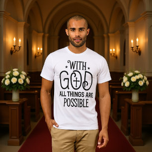 With God All Things Possible Black Cross Tee