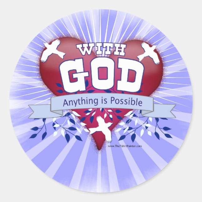 With God Anything is Possible Classic Round Sticker (Front)