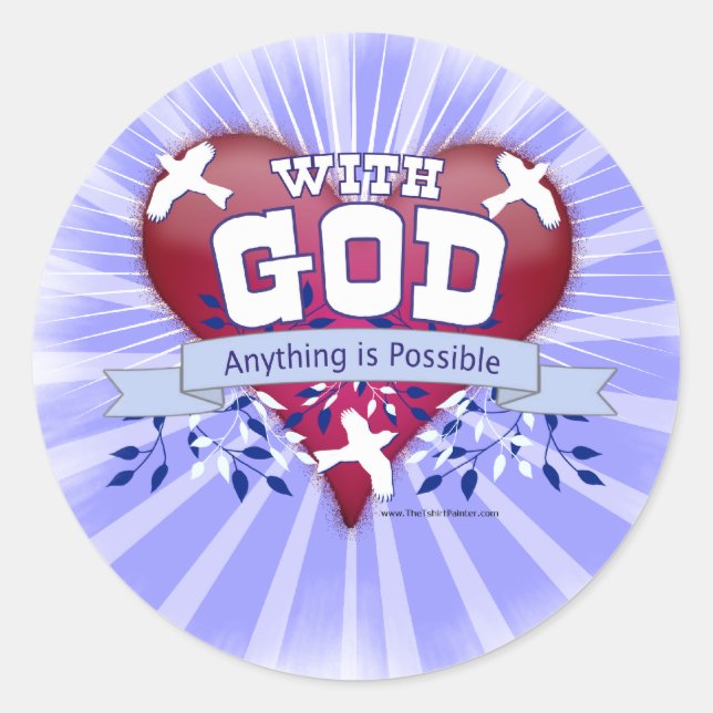 With God Anything is Possible Classic Round Sticker (Front)