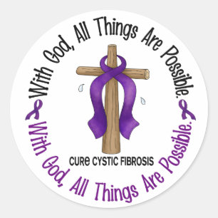 WITH GOD CROSS Cystic Fibrosis T-Shirts & Gifts Classic Round Sticker