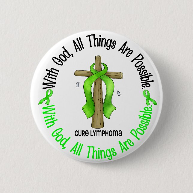 WITH GOD CROSS Non-Hodgkin’s Lymphoma T-Shirts 6 Cm Round Badge (Front)