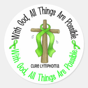 WITH GOD CROSS Non-Hodgkin’s Lymphoma T-Shirts Classic Round Sticker