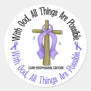 WITH GOD CROSS Oesophageal Cancer T-Shirts & Gifts Classic Round Sticker