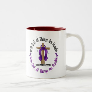 WITH GOD CROSS Sarcoidosis T-Shirts & Gifts Two-Tone Coffee Mug