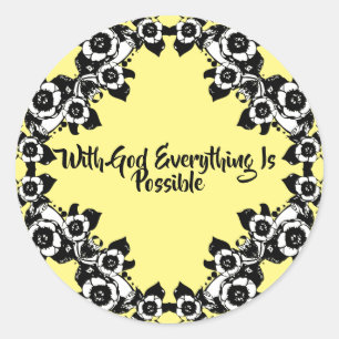 With God Everything Is Possible Bible Quotes Classic Round Sticker