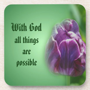 With God Floral Inspirational Coaster Set