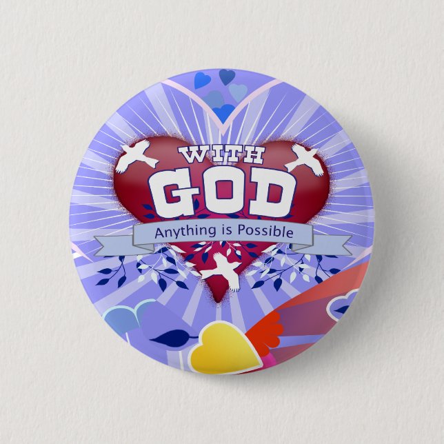 With God Hearts 6 Cm Round Badge (Front)